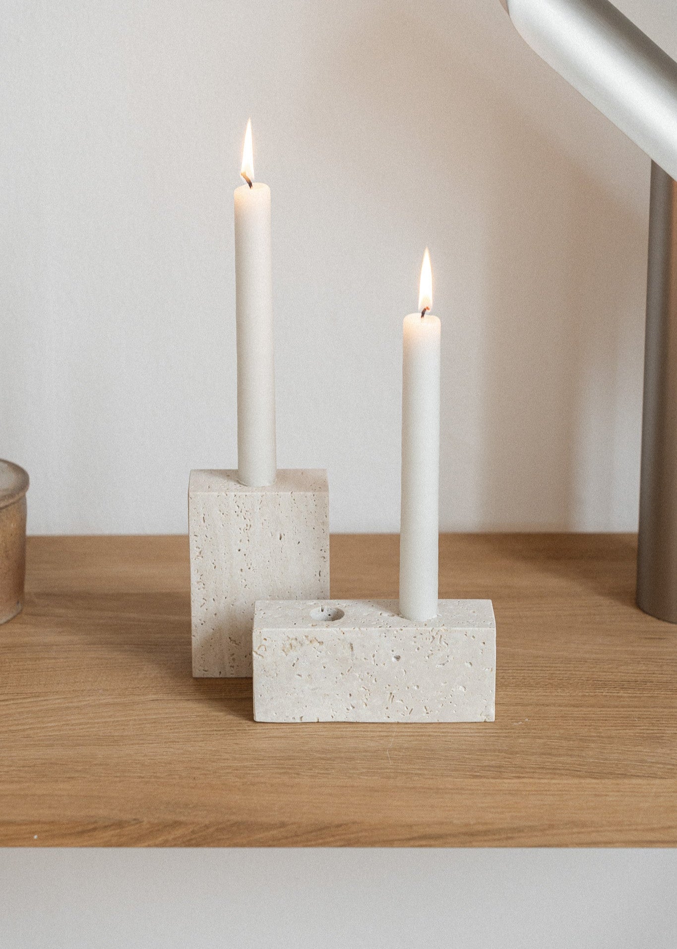 Epode | Travertine | Candleholder two candles