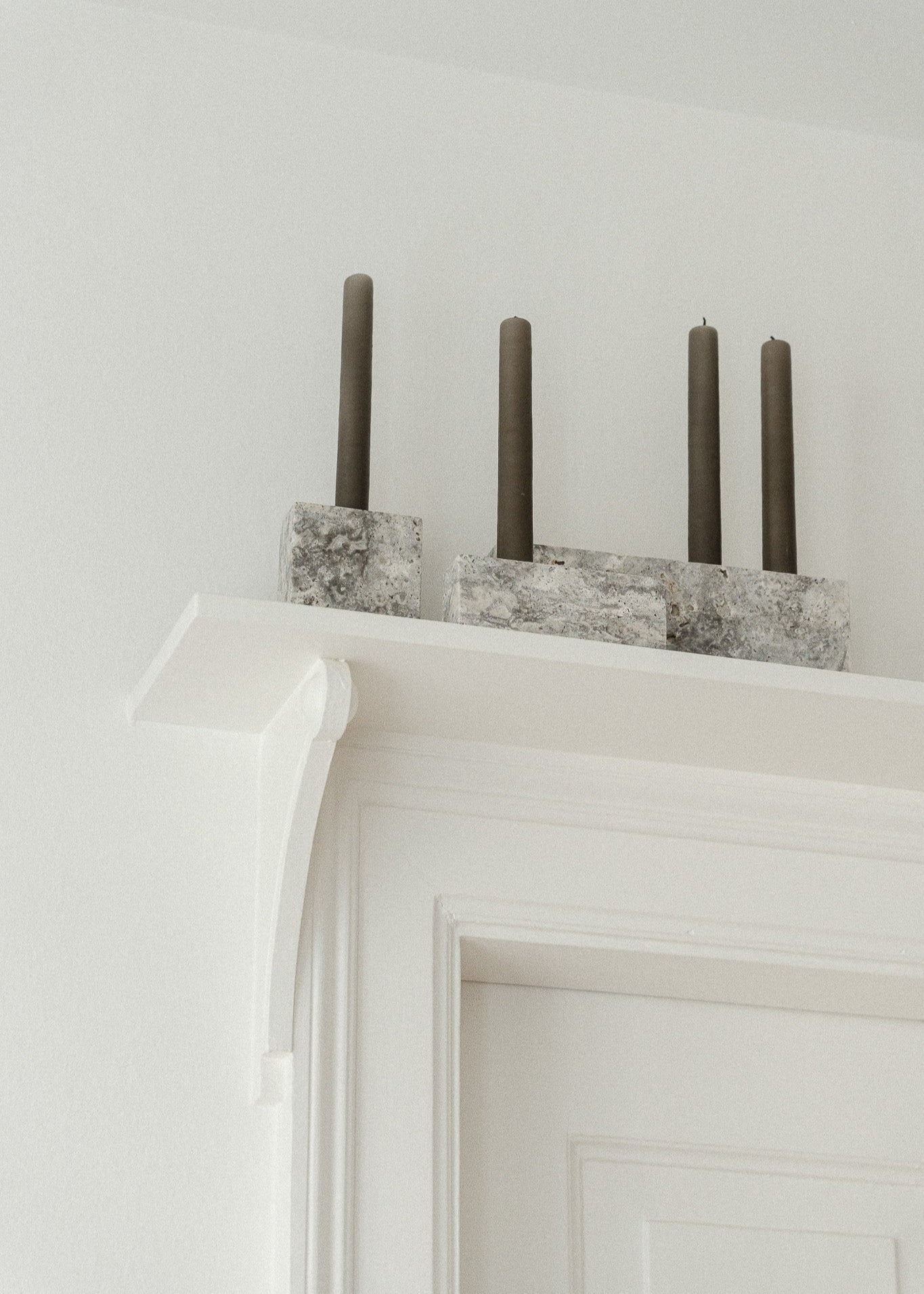 Epode | Travertine Silver | Candleholder two candles