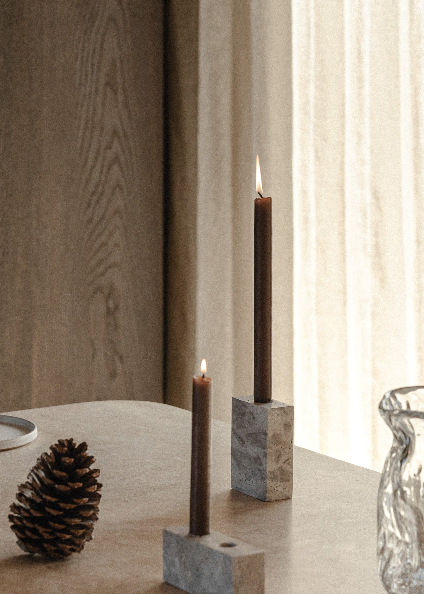 Epode | Travertine Silver | Candleholder one candle