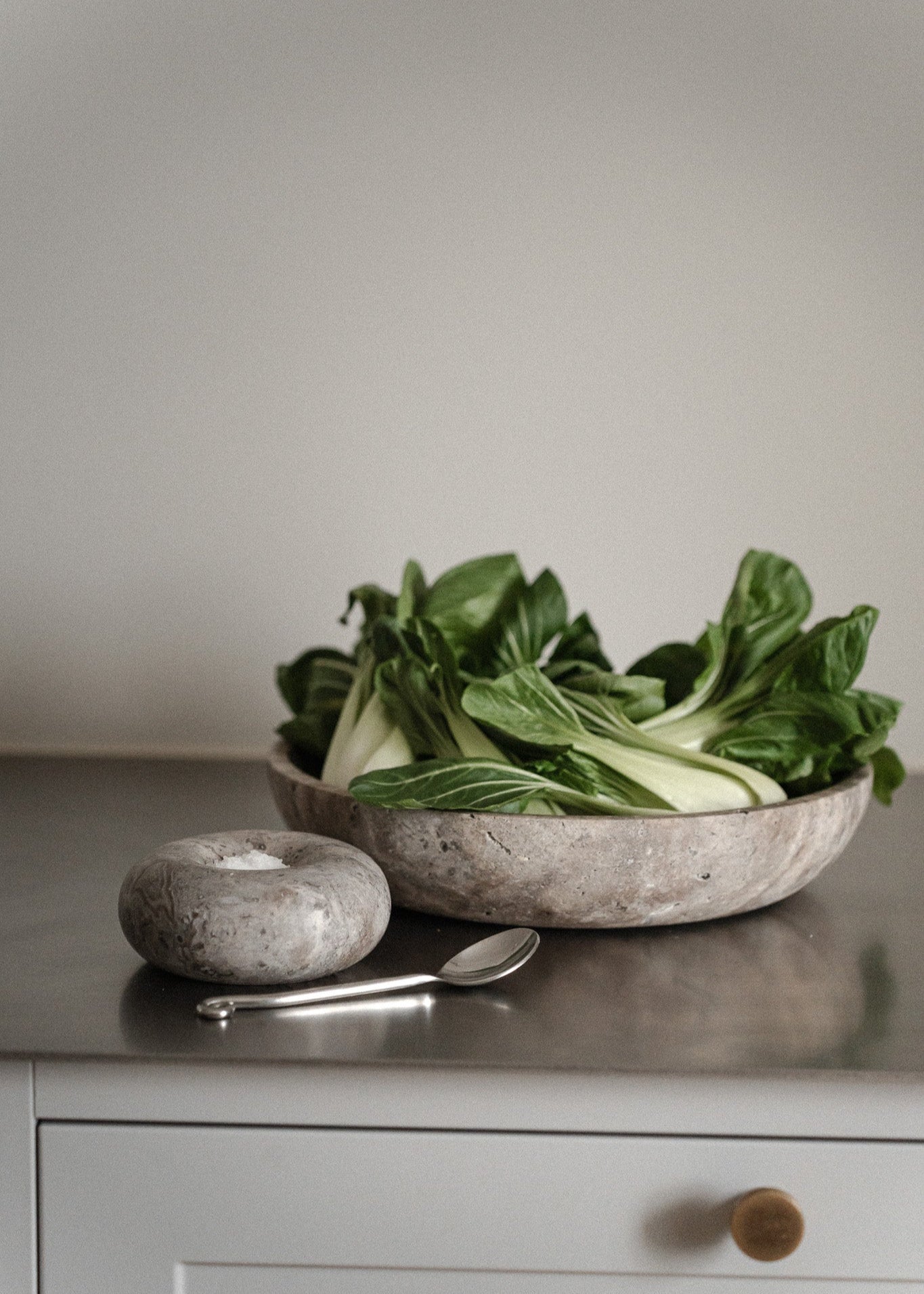 Hyben | Travertin Silver | Skål | Small - Udstillingsmodel