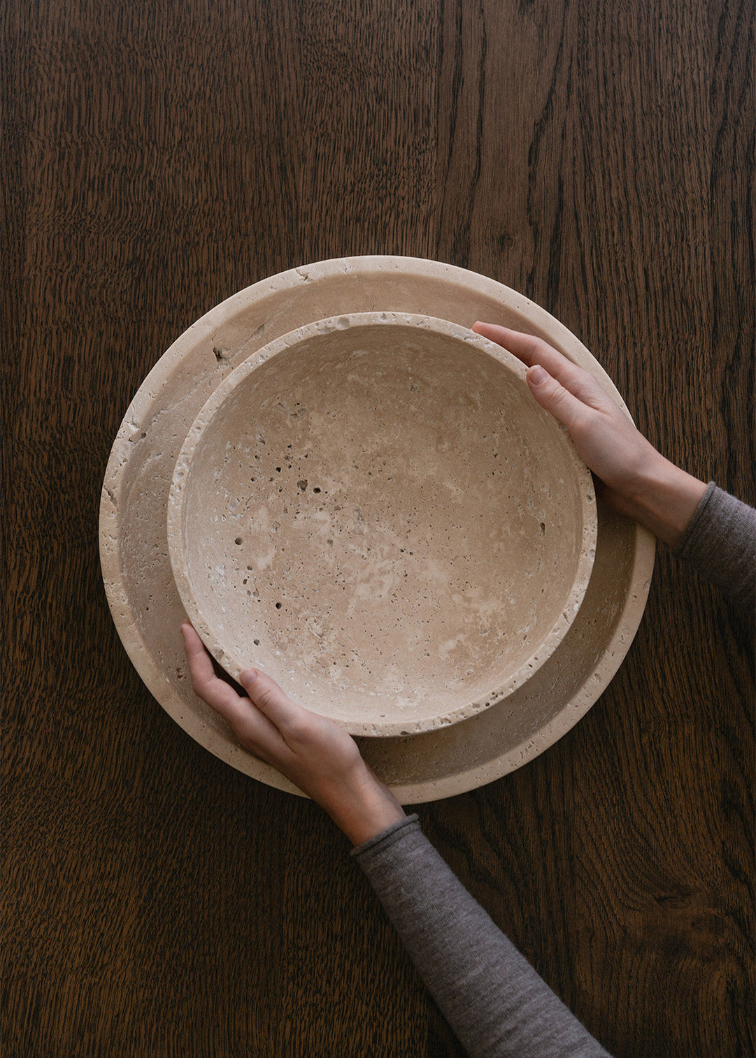 Hyben | Travertin | Skål | Medium - UDGÅR