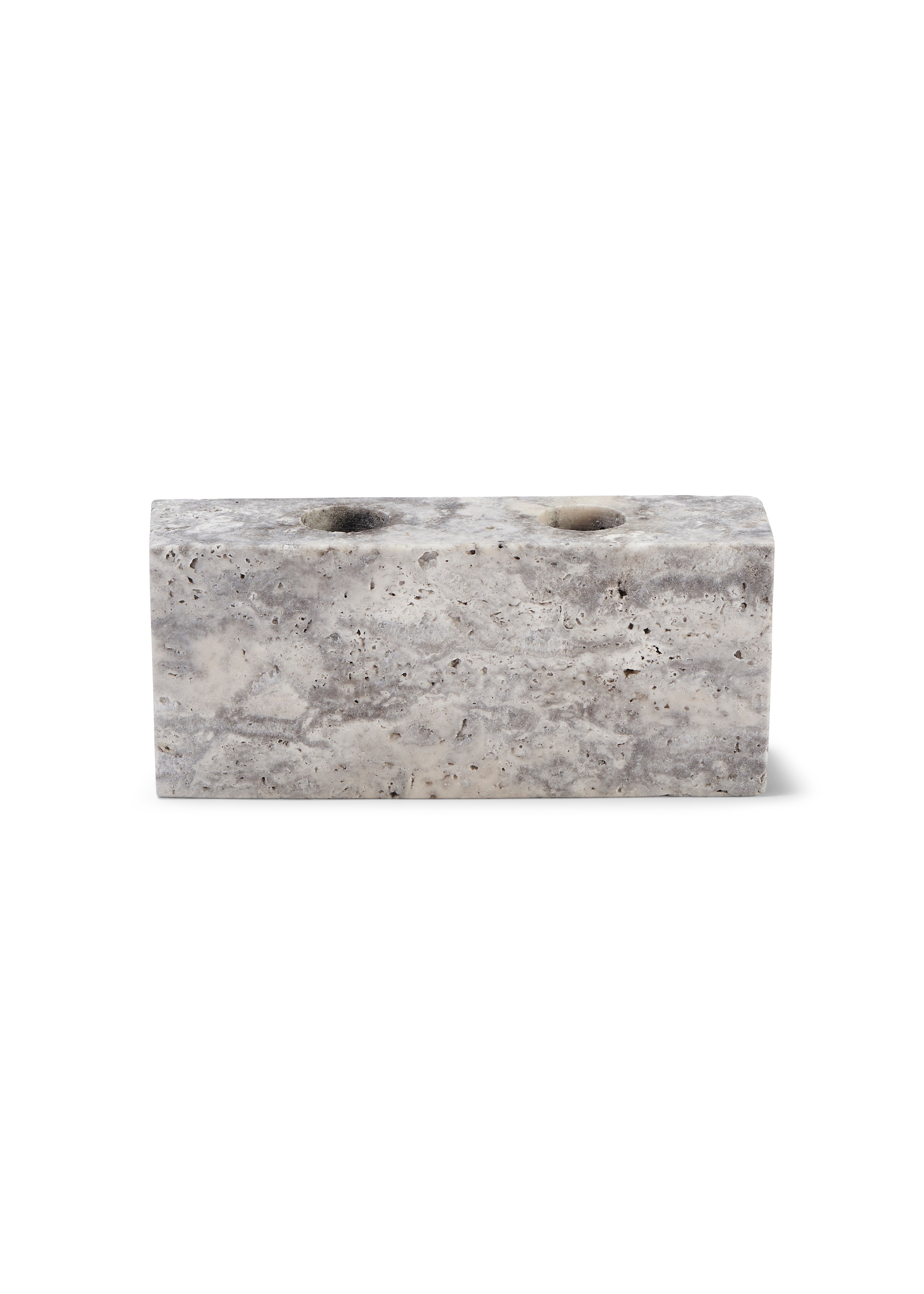 Epode | Travertine Silver | Candleholder two candles