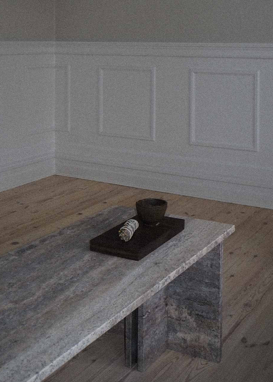 Fjer | Travertin Silver | Bænk