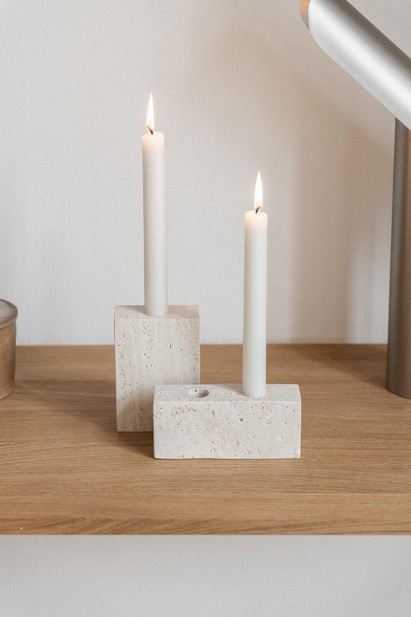 Epode | Travertine | Candleholder two candles