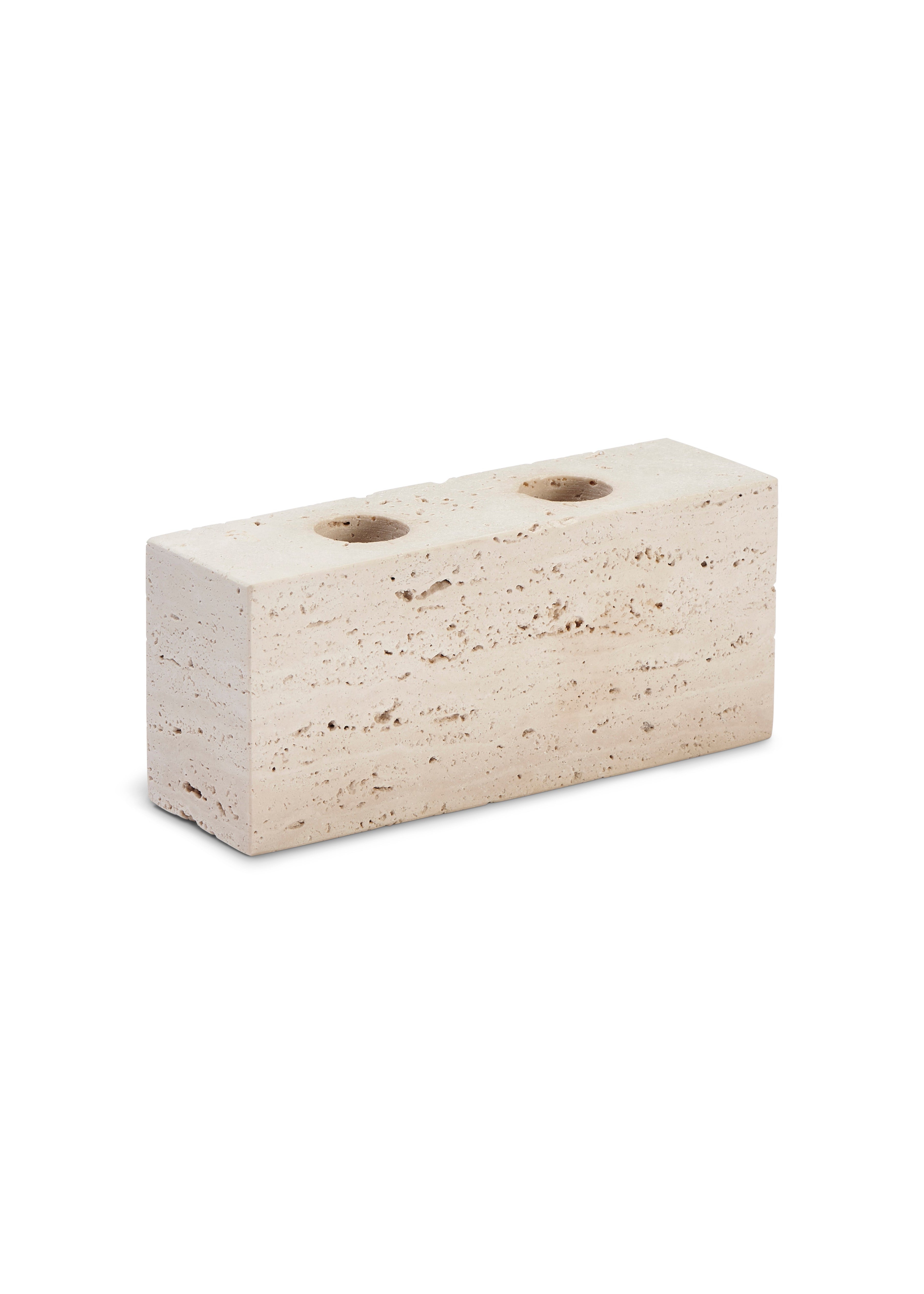 Epode | Travertine | Candleholder two candles