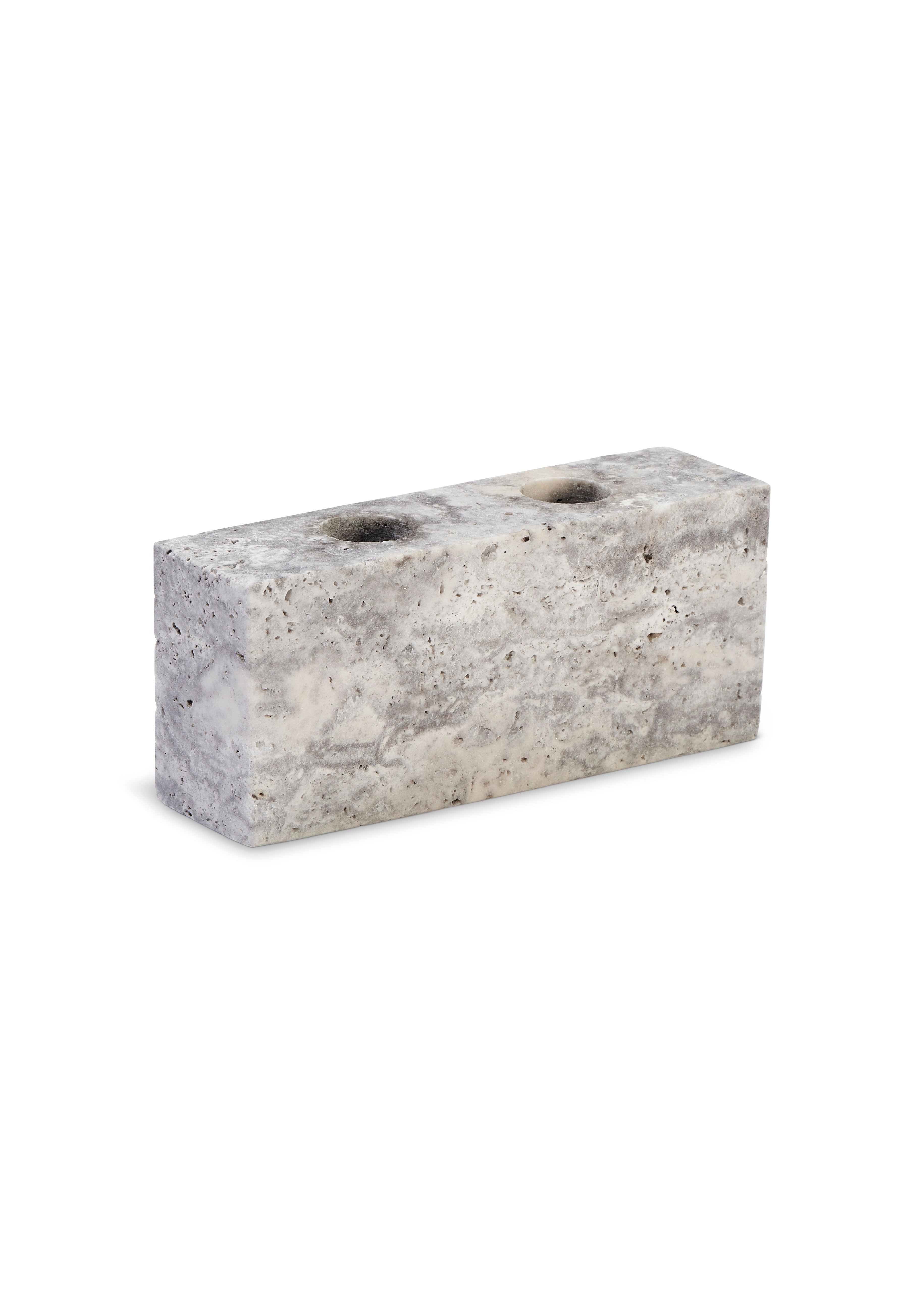 Epode | Travertine Silver | Candleholder two candles