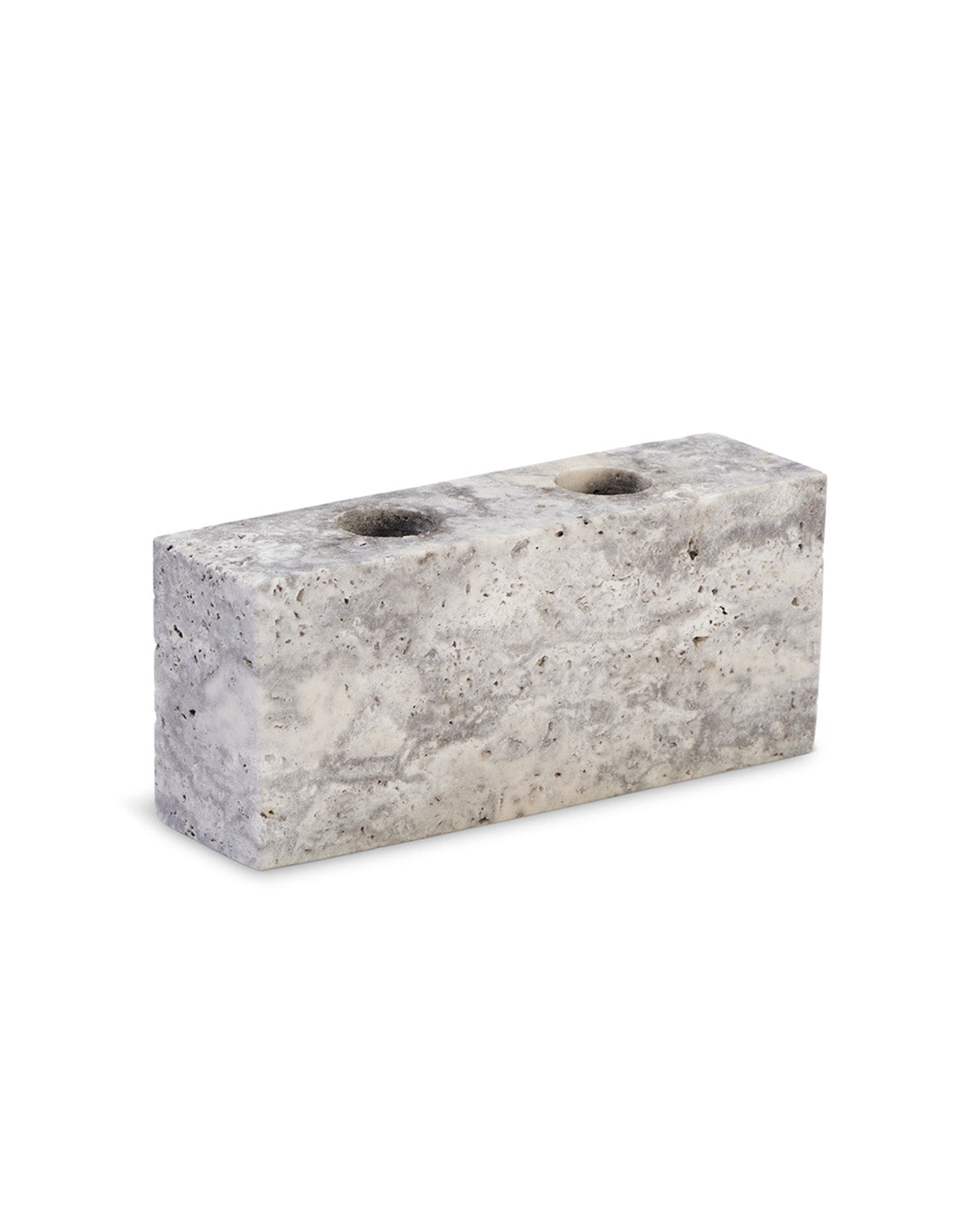 Epode | Travertine Silver | Candleholder two candles